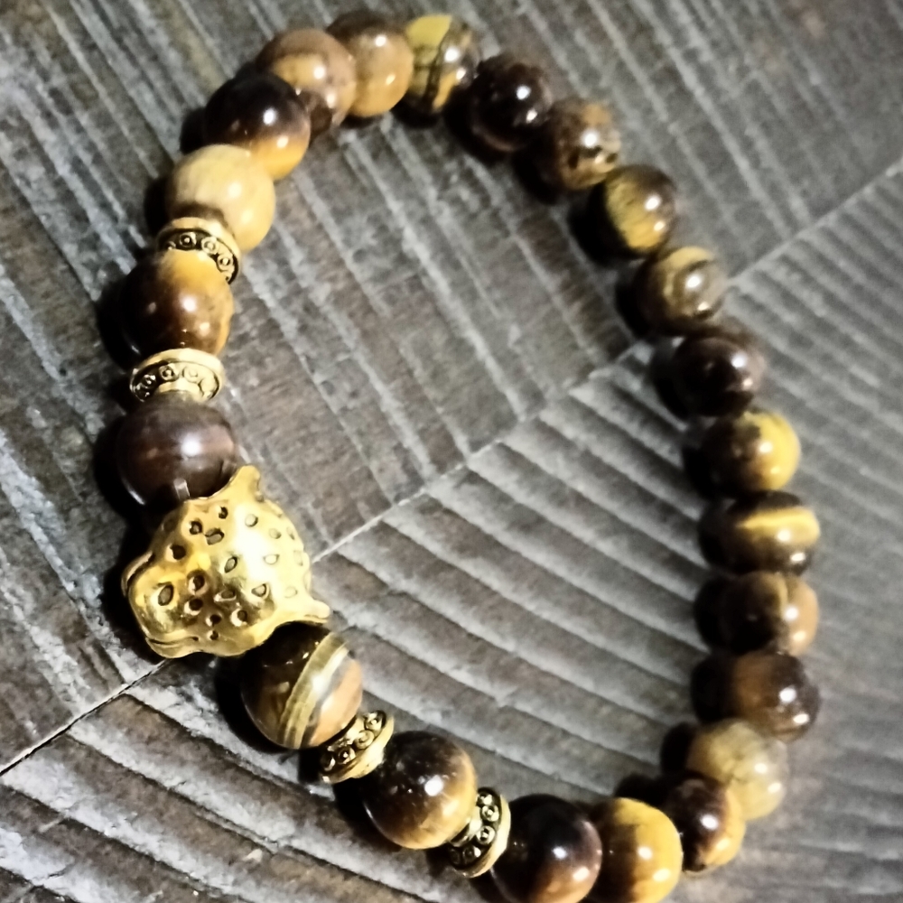 Men's glass beaded bracelets, Jaguar 🐆 themed